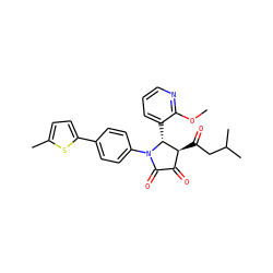 COc1ncccc1[C@@H]1[C@@H](C(=O)CC(C)C)C(=O)C(=O)N1c1ccc(-c2ccc(C)s2)cc1 ZINC000169695842