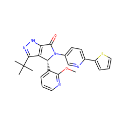 COc1ncccc1[C@@H]1c2c(C(C)(C)C)n[nH]c2C(=O)N1c1ccc(-c2cccs2)nc1 ZINC000096177277