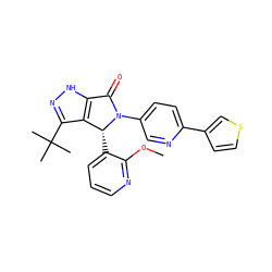 COc1ncccc1[C@@H]1c2c(C(C)(C)C)n[nH]c2C(=O)N1c1ccc(-c2ccsc2)nc1 ZINC000096177275