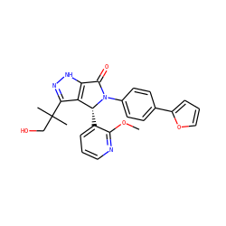 COc1ncccc1[C@@H]1c2c(C(C)(C)CO)n[nH]c2C(=O)N1c1ccc(-c2ccco2)cc1 ZINC000096177119
