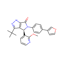 COc1ncccc1[C@H]1c2c(C(C)(C)C)n[nH]c2C(=O)N1c1ccc(-c2ccoc2)cc1 ZINC000096177227