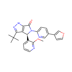 COc1ncccc1[C@H]1c2c(C(C)(C)C)n[nH]c2C(=O)N1c1ccc(-c2ccoc2)cn1 ZINC000096177268