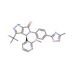 COc1ncccc1[C@H]1c2c(C(C)(C)C)n[nH]c2C(=O)N1c1ccc(-c2nc(C)no2)cc1 ZINC000096177203