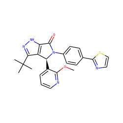 COc1ncccc1[C@H]1c2c(C(C)(C)C)n[nH]c2C(=O)N1c1ccc(-c2nccs2)cc1 ZINC000096177201