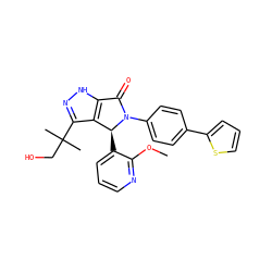 COc1ncccc1[C@H]1c2c(C(C)(C)CO)n[nH]c2C(=O)N1c1ccc(-c2cccs2)cc1 ZINC000096177118