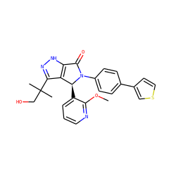 COc1ncccc1[C@H]1c2c(C(C)(C)CO)n[nH]c2C(=O)N1c1ccc(-c2ccsc2)cc1 ZINC000096177117
