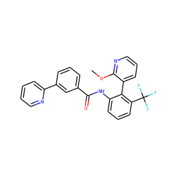 COc1ncccc1-c1c(NC(=O)c2cccc(-c3ccccn3)c2)cccc1C(F)(F)F ZINC001772629060