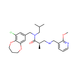 COc1ncccc1CNC[C@@H](C)C(=O)N(Cc1cc(Cl)c2c(c1)OCCCO2)CC(C)C ZINC000114100413