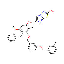 COc1nn2cc(-c3cc4c(OCc5cccc(OCc6cccc(C)c6)c5)c(Cc5ccccc5)c(OC)cc4o3)nc2s1 ZINC000653666907