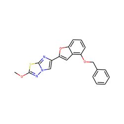 COc1nn2cc(-c3cc4c(OCc5ccccc5)cccc4o3)nc2s1 ZINC000205918142