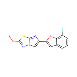 COc1nn2cc(-c3cc4cccc(F)c4o3)nc2s1 ZINC000653663958