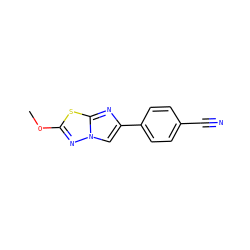 COc1nn2cc(-c3ccc(C#N)cc3)nc2s1 ZINC001772583110