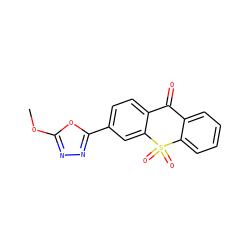 COc1nnc(-c2ccc3c(c2)S(=O)(=O)c2ccccc2C3=O)o1 ZINC000013755834