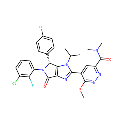COc1nnc(C(=O)N(C)C)cc1-c1nc2c(n1C(C)C)[C@@H](c1ccc(Cl)cc1)N(c1cccc(Cl)c1F)C2=O ZINC000169705765