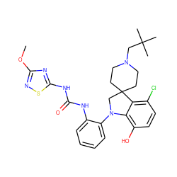 COc1nsc(NC(=O)Nc2ccccc2N2CC3(CCN(CC(C)(C)C)CC3)c3c(Cl)ccc(O)c32)n1 ZINC001772609769