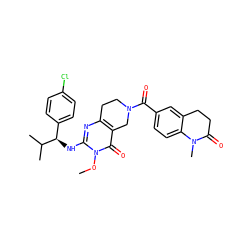 COn1c(N[C@H](c2ccc(Cl)cc2)C(C)C)nc2c(c1=O)CN(C(=O)c1ccc3c(c1)CCC(=O)N3C)CC2 ZINC000113832069