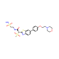 CS(=O)(=O)[C@@H](C(=O)NCCS(N)(=O)=O)c1nc2ccc(-c3ccc(OCCN4CCOCC4)cc3)cc2s1 ZINC000145463871