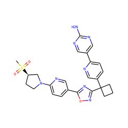 CS(=O)(=O)[C@@H]1CCN(c2ccc(-c3nc(C4(c5ccc(-c6cnc(N)nc6)nc5)CCC4)no3)cn2)C1 ZINC000096175456