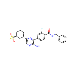 CS(=O)(=O)[C@H]1CCC[C@H](c2cnc(N)c(-c3ccc(C(=O)NCc4ccccc4)c(F)c3)n2)C1 ZINC001772654816