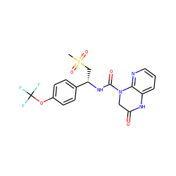 CS(=O)(=O)C[C@H](NC(=O)N1CC(=O)Nc2cccnc21)c1ccc(OC(F)(F)F)cc1 ZINC001772614193