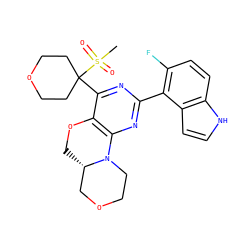 CS(=O)(=O)C1(c2nc(-c3c(F)ccc4[nH]ccc34)nc3c2OC[C@H]2COCCN32)CCOCC1 ZINC000218141109