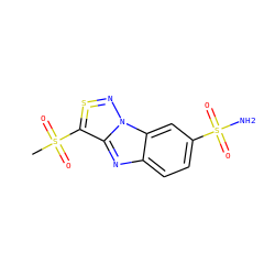 CS(=O)(=O)C1=S=Nn2c1nc1ccc(S(N)(=O)=O)cc12 ZINC000072176757