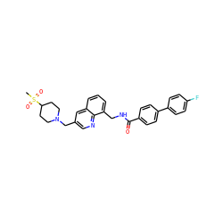 CS(=O)(=O)C1CCN(Cc2cnc3c(CNC(=O)c4ccc(-c5ccc(F)cc5)cc4)cccc3c2)CC1 ZINC000036351710