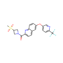 CS(=O)(=O)C1CN(C(=O)c2ccc3cc(Oc4ccc(C(F)(F)F)nc4)ccc3n2)C1 ZINC001772580972