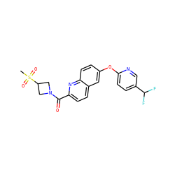 CS(=O)(=O)C1CN(C(=O)c2ccc3cc(Oc4ccc(C(F)F)cn4)ccc3n2)C1 ZINC001772588428
