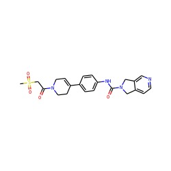 CS(=O)(=O)CC(=O)N1CC=C(c2ccc(NC(=O)N3Cc4ccncc4C3)cc2)CC1 ZINC000167177782