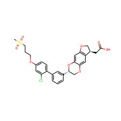 CS(=O)(=O)CCCOc1ccc(-c2cccc([C@H]3COc4cc5c(cc4O3)OC[C@H]5CC(=O)O)c2)c(Cl)c1 ZINC000096269884