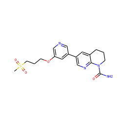 CS(=O)(=O)CCCOc1cncc(-c2cnc3c(c2)CCCN3C(N)=O)c1 ZINC001772653140