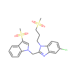 CS(=O)(=O)CCCn1c(Cn2cc(S(C)(=O)=O)c3ccccc32)nc2cc(Cl)ccc21 ZINC000206895295