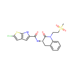CS(=O)(=O)CCN1C(=O)[C@@H](NC(=O)c2cc3cc(Cl)sc3[nH]2)Cc2ccccc21 ZINC000028818232