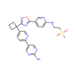 CS(=O)(=O)CCNc1ccc(-c2nc(C3(c4ccc(-c5cnc(N)nc5)nc4)CCC3)no2)cn1 ZINC000114767977