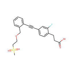 CS(=O)(=O)CCOCc1ccccc1C#Cc1ccc(CCC(=O)O)c(F)c1 ZINC000096270390