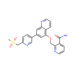 CS(=O)(=O)Cc1ccc(-c2cc(OCc3ncccc3C(N)=O)c3cccnc3c2)cn1 ZINC000147830639