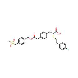 CS(=O)(=O)Cc1ccc(COC(=O)Cc2ccc(C[C@@H](SCCc3ccc(F)cc3)C(=O)O)cc2)cc1 ZINC001772620552