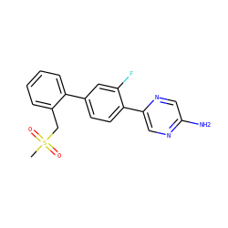 CS(=O)(=O)Cc1ccccc1-c1ccc(-c2cnc(N)cn2)c(F)c1 ZINC000224790816