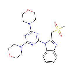 CS(=O)(=O)Cc1nc2ccccc2n1-c1nc(N2CCOCC2)nc(N2CCOCC2)n1 ZINC000073141306