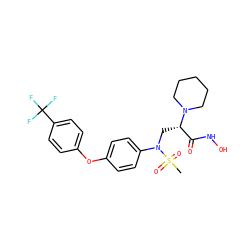 CS(=O)(=O)N(C[C@@H](C(=O)NO)N1CCCCC1)c1ccc(Oc2ccc(C(F)(F)F)cc2)cc1 ZINC000029039899