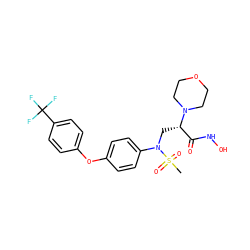 CS(=O)(=O)N(C[C@@H](C(=O)NO)N1CCOCC1)c1ccc(Oc2ccc(C(F)(F)F)cc2)cc1 ZINC000029039852
