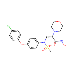 CS(=O)(=O)N(C[C@@H](C(=O)NO)N1CCOCC1)c1ccc(Oc2ccc(Cl)cc2)cc1 ZINC000029039929