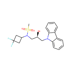 CS(=O)(=O)N(C[C@@H](O)Cn1c2ccccc2c2ccccc21)C1CC(F)(F)C1 ZINC000148348761