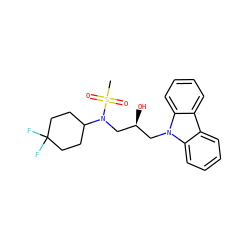 CS(=O)(=O)N(C[C@@H](O)Cn1c2ccccc2c2ccccc21)C1CCC(F)(F)CC1 ZINC000148495012