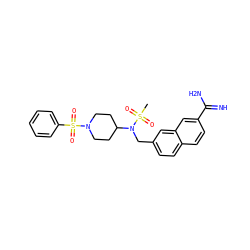 CS(=O)(=O)N(Cc1ccc2ccc(C(=N)N)cc2c1)C1CCN(S(=O)(=O)c2ccccc2)CC1 ZINC000028714173