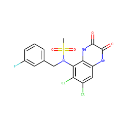 CS(=O)(=O)N(Cc1cccc(F)c1)c1c(Cl)c(Cl)cc2[nH]c(=O)c(=O)[nH]c12 ZINC000028954095