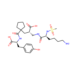CS(=O)(=O)N[C@@H](CCCCN)C(=O)NC[C@H](CC1(C(=O)N[C@@H](Cc2ccc(O)cc2)C(=O)O)CCCC1)C(=O)O ZINC000003914644