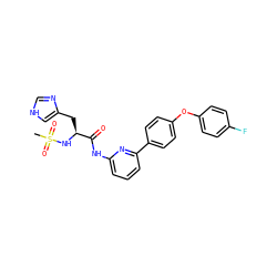 CS(=O)(=O)N[C@@H](Cc1c[nH]cn1)C(=O)Nc1cccc(-c2ccc(Oc3ccc(F)cc3)cc2)n1 ZINC000095579436