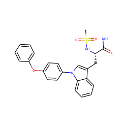 CS(=O)(=O)N[C@@H](Cc1cn(-c2ccc(Oc3ccccc3)cc2)c2ccccc12)C(N)=O ZINC000146739173